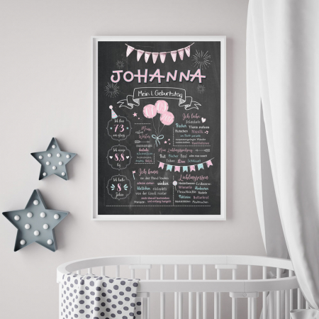 Baby-Chalkboard zum 1. Geburtstag für Mädchen