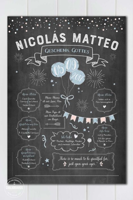 Individuelles Baby-Chalkboard für Nicolás Matteo