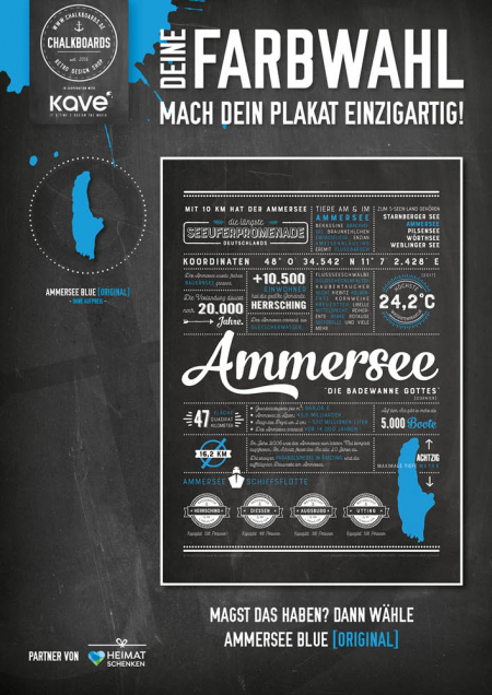 Retro Chalkboard / Ammersee Plakat 'Ammersee Blue''