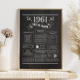 Retro Chalkboard Jahrgang 1961 | Personalisiertes Poster zum 63. Geburtstag