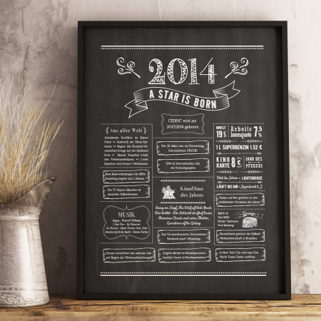 Retro Chalkboard Jahrgang 2014 | Personalisiertes Poster zum 10. Geburtstag