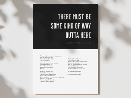 Lyrics Songtext Poster - All along the Watchtower - Jimi Hendrix