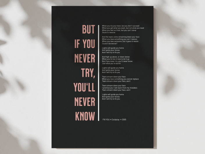 Lyrics Songtext Poster - Fix You - Coldplay